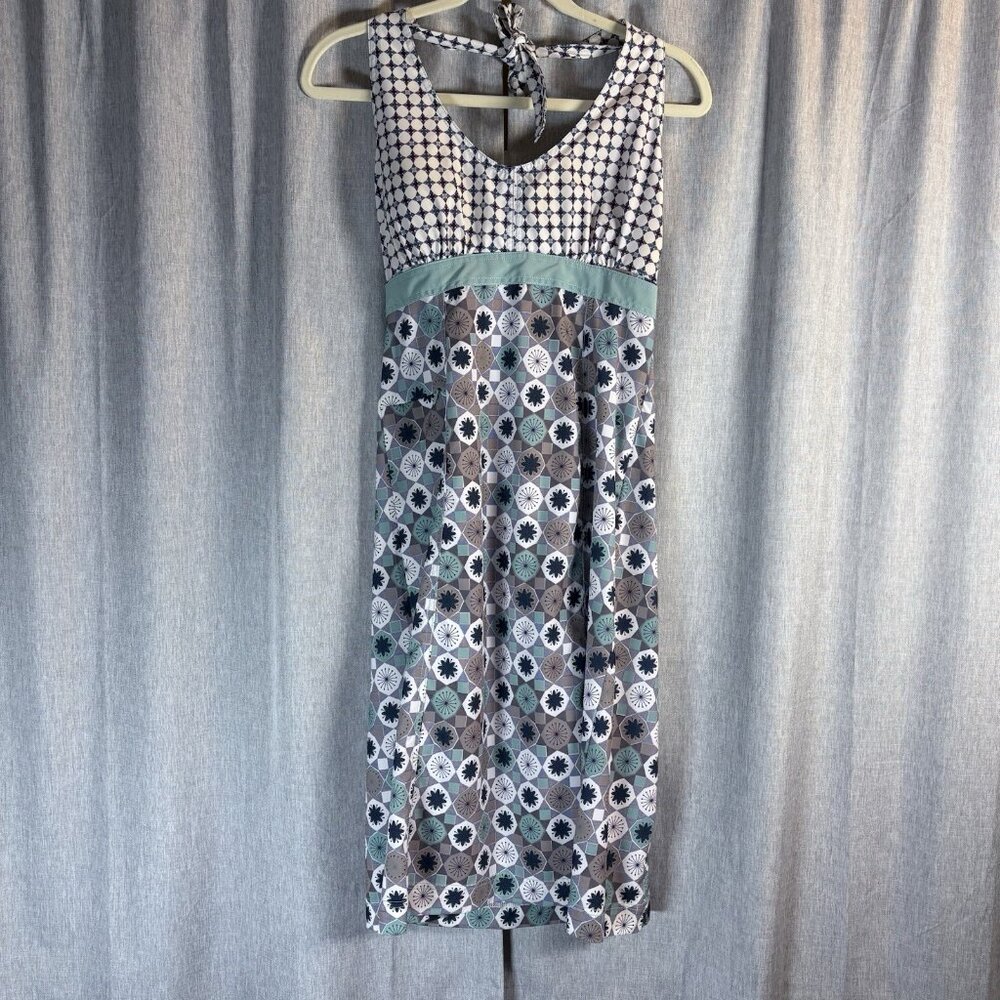 Ascend Rip Tide Athletic Halter Dress Geo/Floral Print Aqua/Purple Size Medium